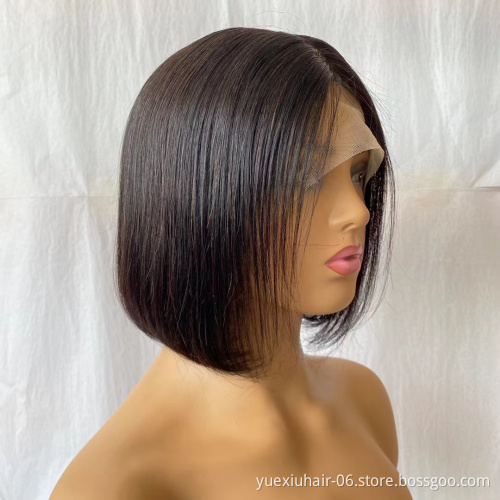 Wholesale Brazilian human hair hd 100% raw virgin frontal bob short wig  transparent frontal raw brazilian hair